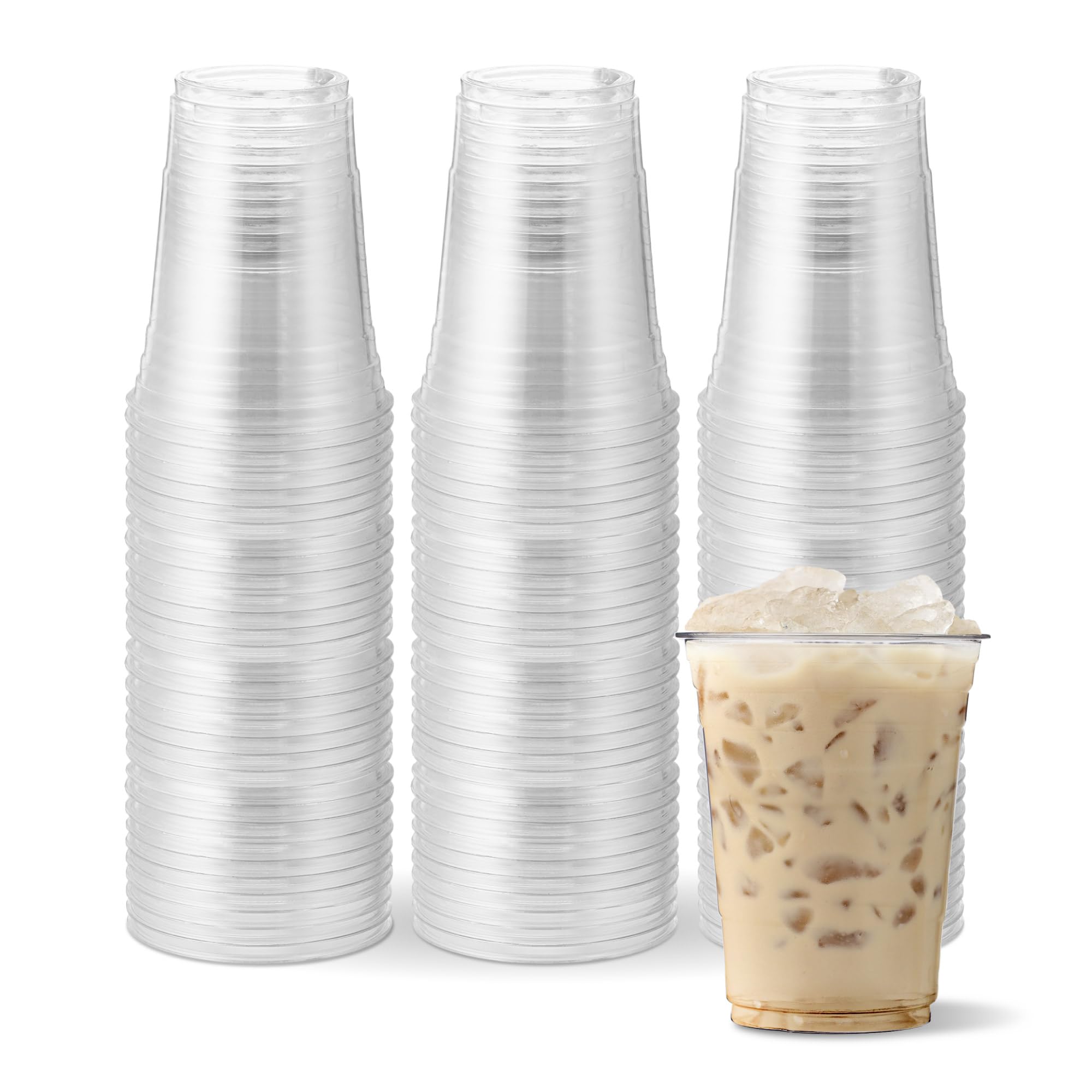 [200 COUNT]Harvest Pack 16 oz Iced Coffee Cup, Ultra Clear Plastic Cold Cups, Disposable Wedding Party Drinking Cups Tumblers, Iced Coffee Beer Juice Cold Beverage