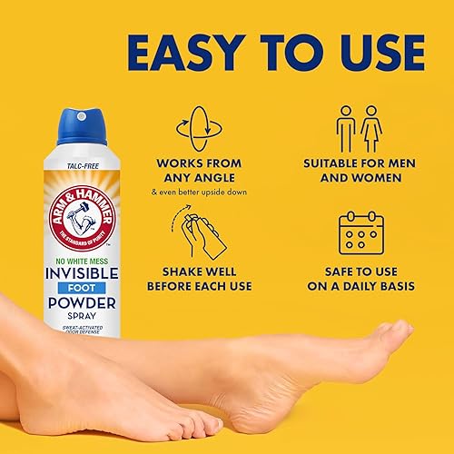 Miniatura 4 de Arm & Hammer Spray de polvo invisible para pies, control de sudor transparente sin talco, eliminador de olores para hombres y mujeres, 7 onzas
