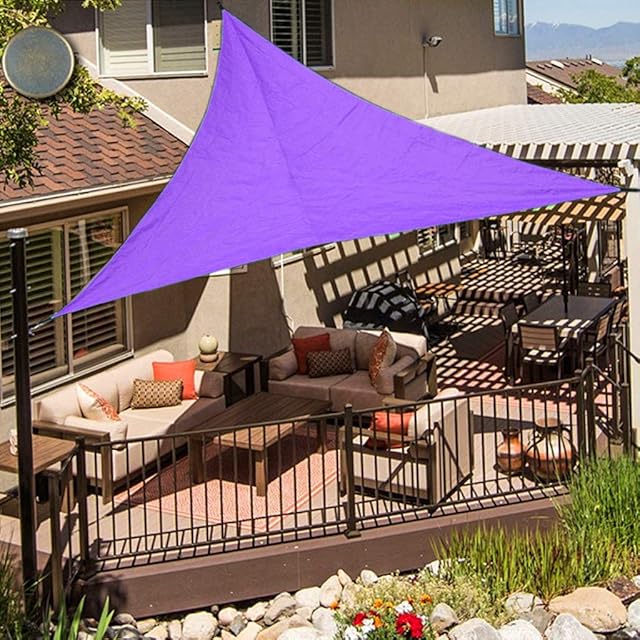 OldPAPA Sun Shade Sail Waterproof Triangle Sun Shade UV Block Sunscreen Awning Garden Beach Patio Canopy 3x3x3m, Purple