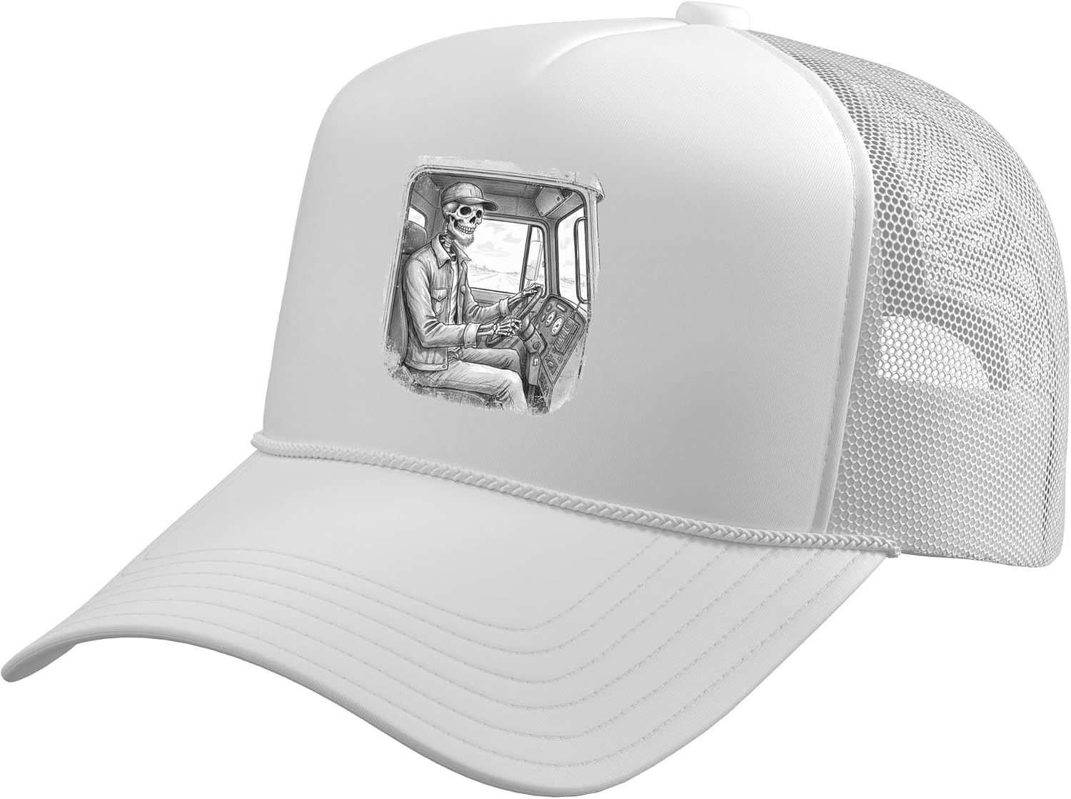 Skeleton Trucker Truck Driver Long Haul Road Trucking Trucker Hat with Adjustable Mesh Back