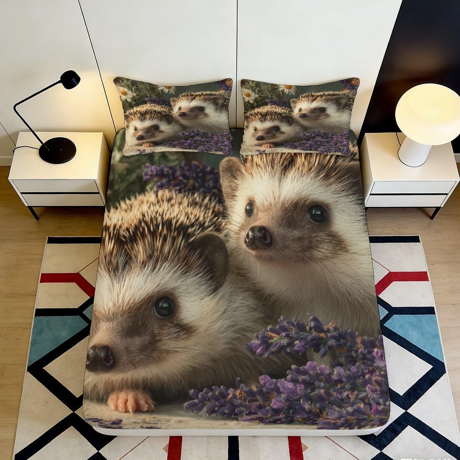 Jqzkxnhpbr Style-10 3D Printed Hedgehog Forest Fitted Sheet Microfiber Soft Non-Slip Mattress Cover For Bedroom Dorm Easy Care Decor 90X200x25cm