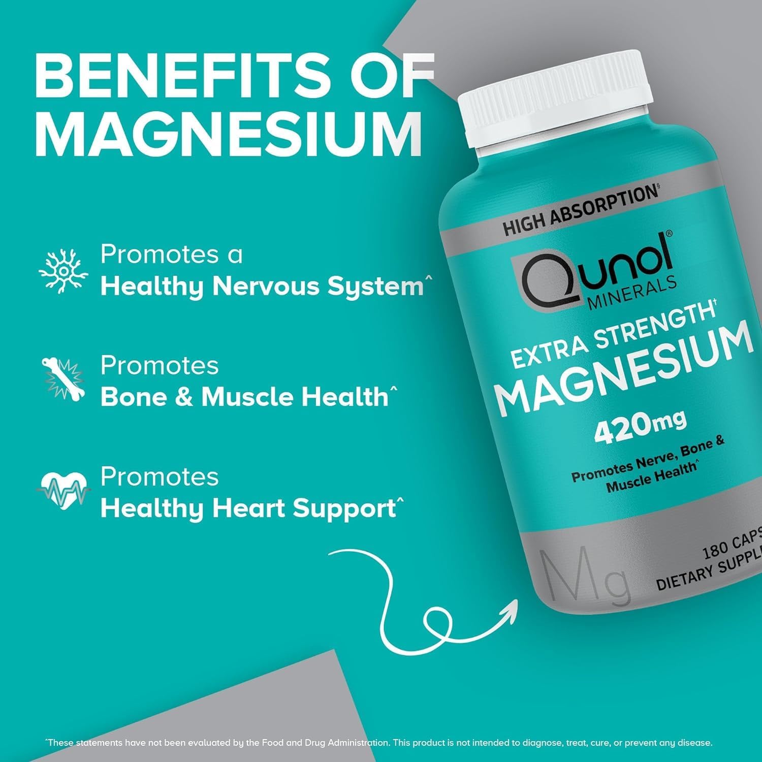 Qunol CoQ10 100mg Softgels, 3X Better Absorption 4 Month Supply + 120 Count Magnesium Glycinate Capsules 420mg, High Absorption Magnesium Supplement, 180 Count
