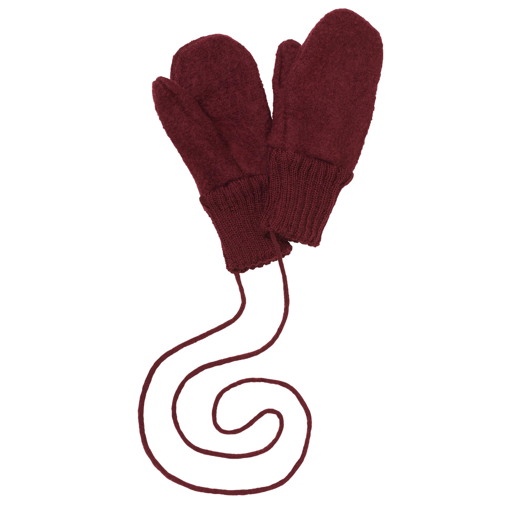 Disana Walk gloves, 100% organic merino wool GOTS, IVN Best | connected with knitted cord | baby toddler child unisex | made in Germany, Blackcurrant, Gr. 3 (14 cm ohne Bündchen)