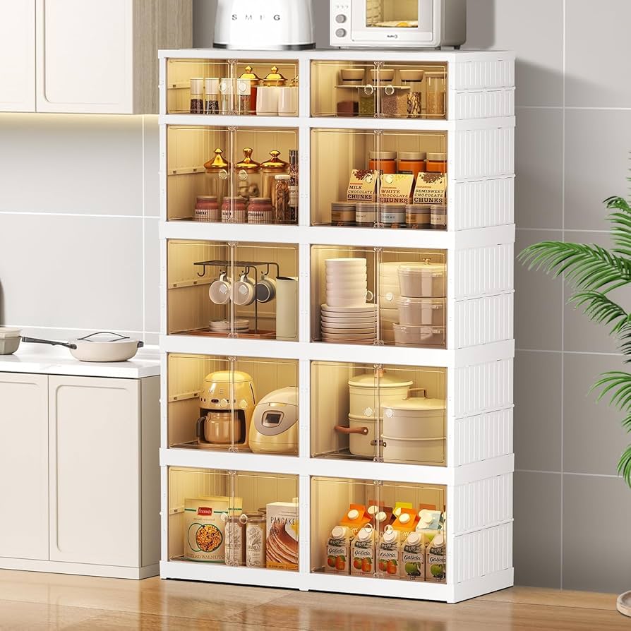 折りたたみ式収納プラスチック製キャビネット Amazon｜収納キャビネット 一層入り 扉付き折り畳みコンテナ