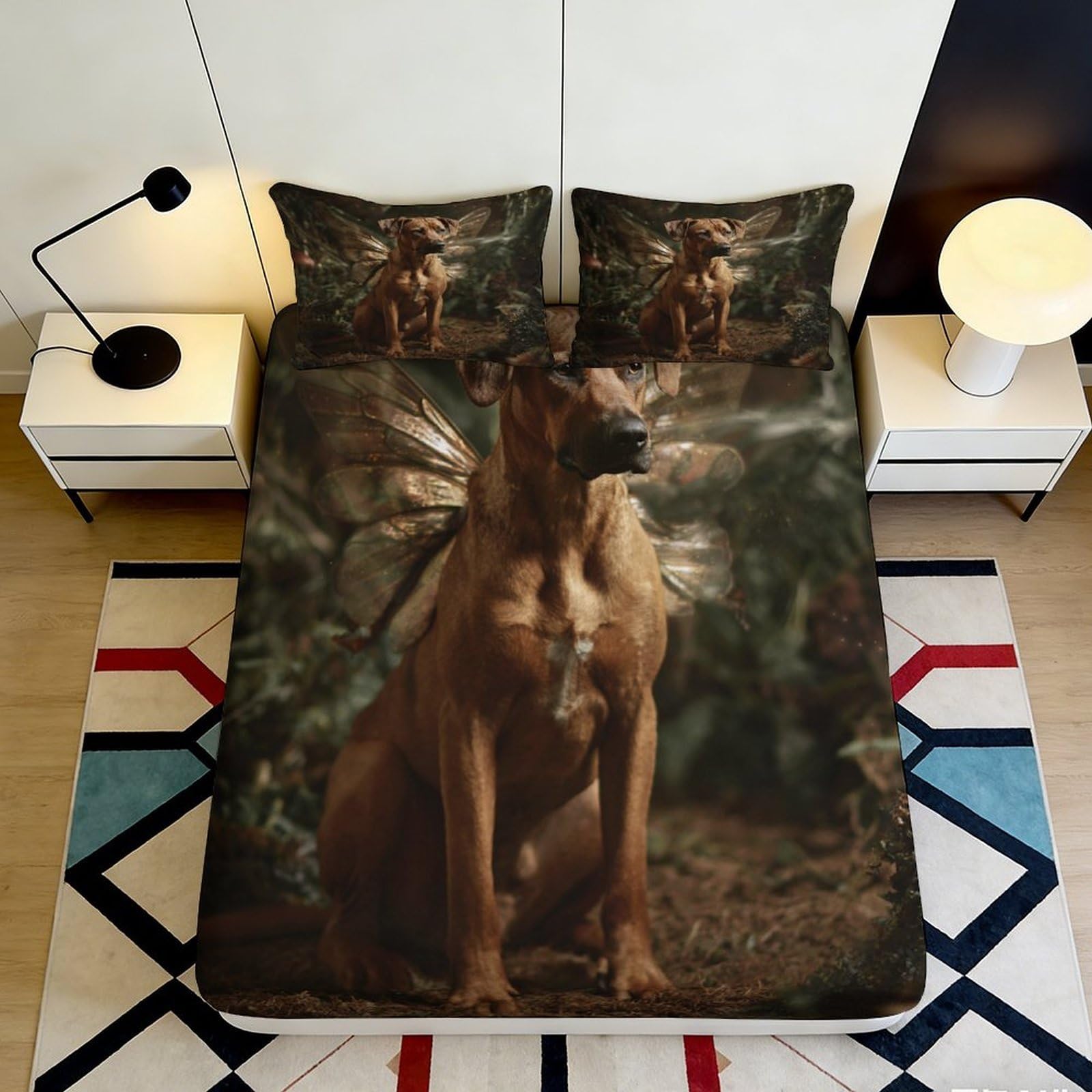 3D Printed Pine Forest Fitted Sheet Microfiber Deep Pocket Elastic Hem Tree Mattress Fitted Cover Anti-Slip Washable for Bedroom 140x200x25cm