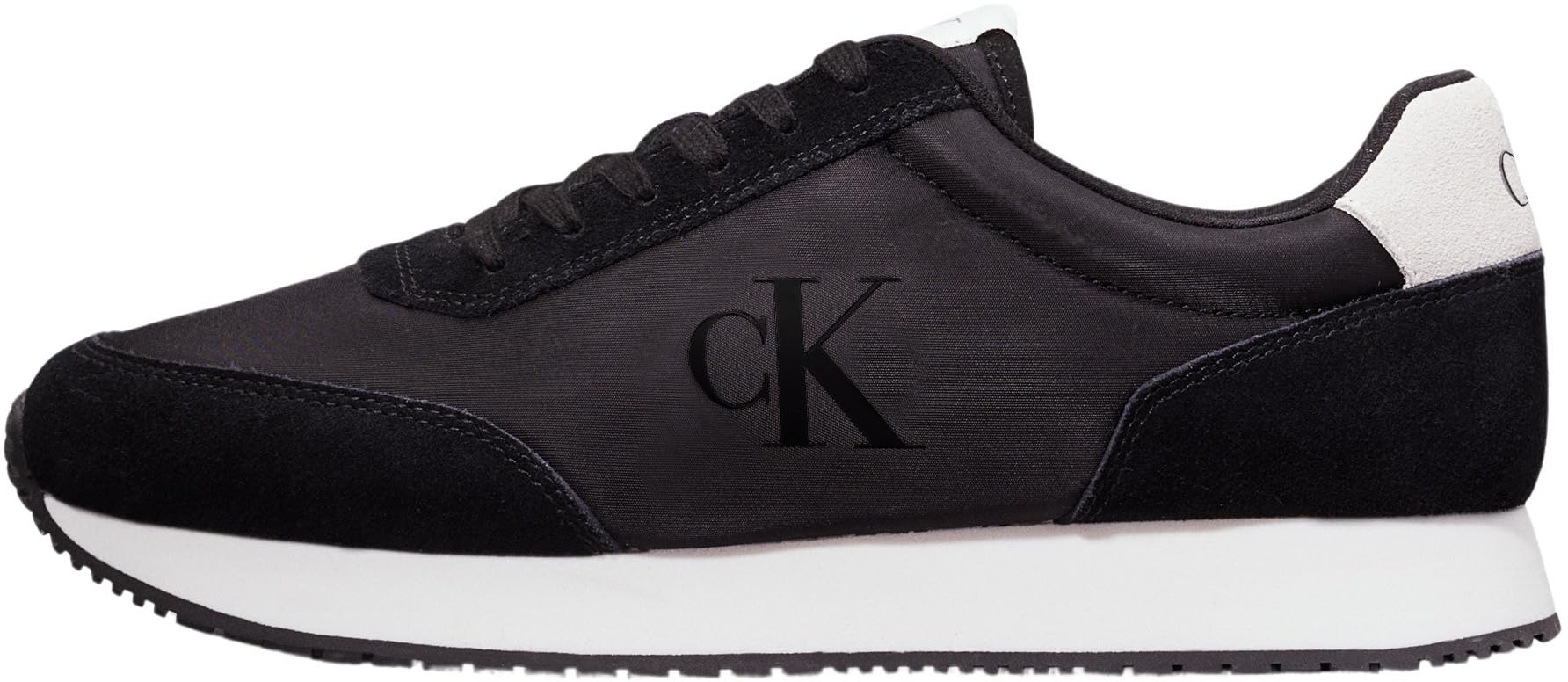 Calvin Klein Men’s Retro Iconic Runner Trainers, Black (Black/Bright White), 6