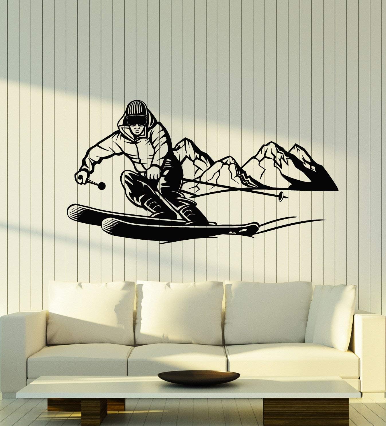 Vinyl Wall Decal Skiing Skier Extreme Adventure Mountain Sport Stickers Mural Large Decor (g1084) Black