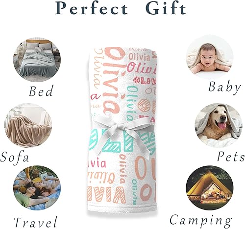 Miniatura 6 de Manta personalizada para bebés y niños, manta personalizada con nombre para niños y niñas, regalos personalizados para adultos adolescentes, regalos