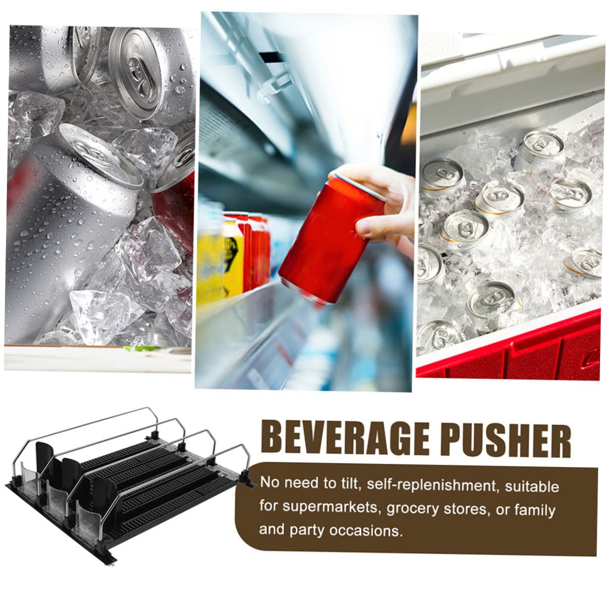 Gatuida Dispensador Abs Pulida Superficie, Material Acero Inoxidable Organizador Automático de Pack de 3 Piezas para Bebidas Nevera Adecuado Enfriadores