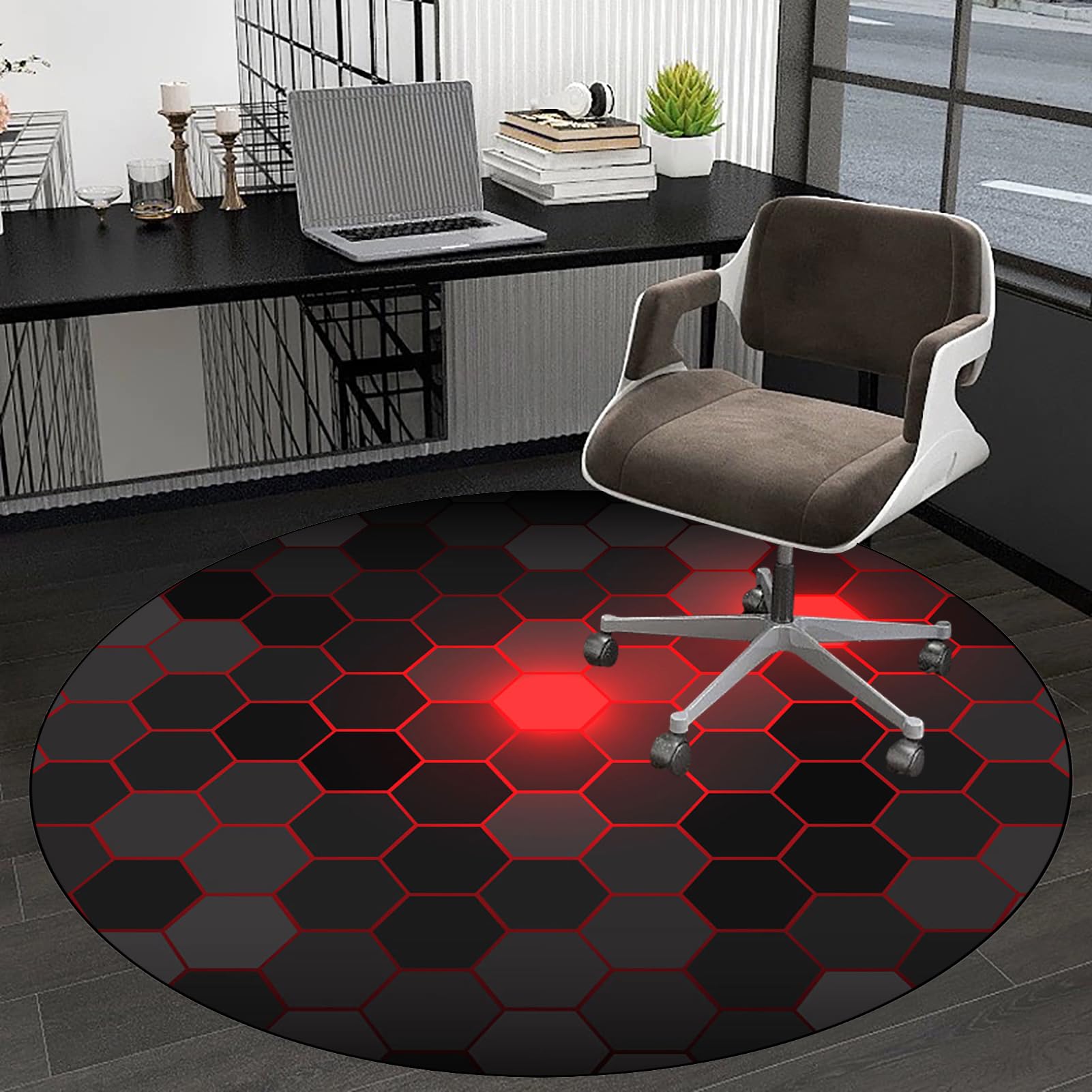 Tapis de Chaise Gaming, Ronde Tapis Chaise de Bureau, Tapis Protection de Sol pour Sols Durs, Tapis de Sol Bureau Tissu, Tapis Protège-Sol pour Chaise de Bureau stratifiée, Bureau et Chambre 120 cm