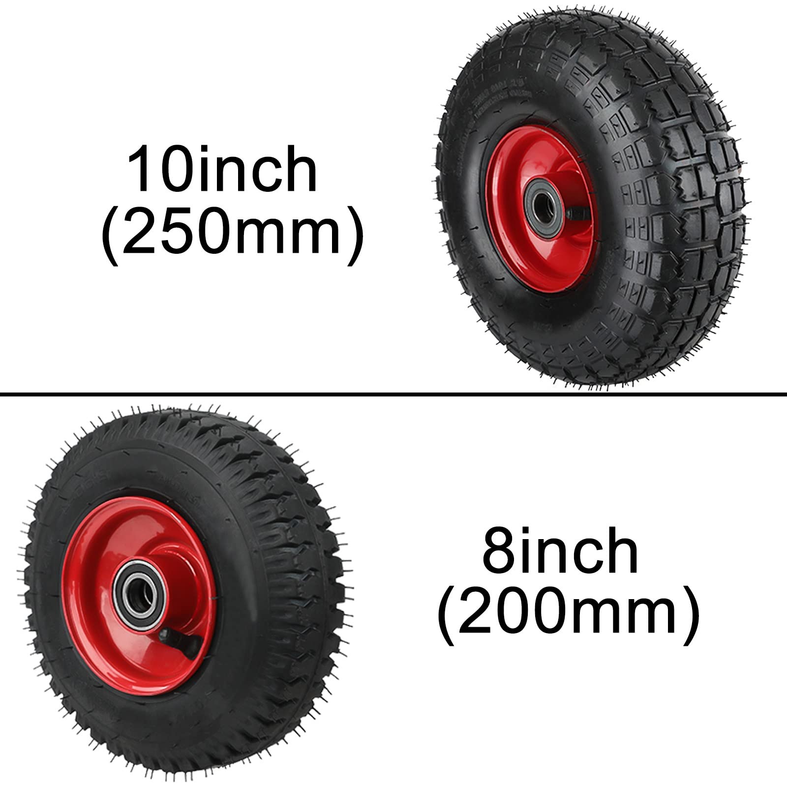 LIGUOYI 2 Piezas Ruedas De Alta Resistencia 200mm 250mm Rueda De Goma De Vacío Ruedas ​de Carretilla con Rodamientos Rígidos De Bolas Buje De Una Sola Pieza Capacidad De 300KG para Carro Móvil