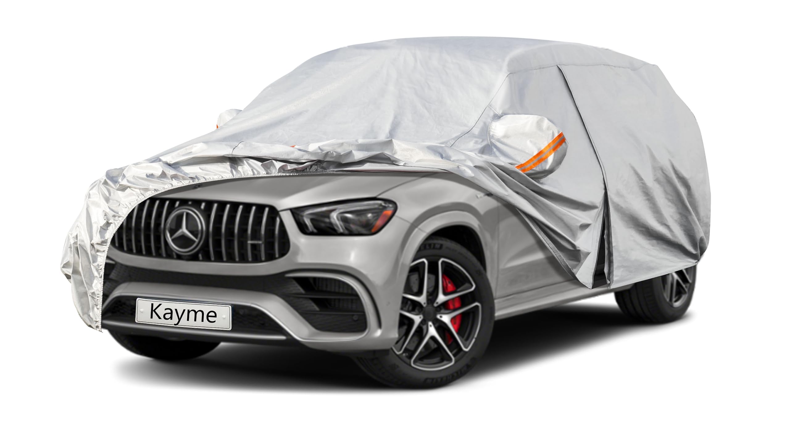 Kayme 6 Layers SUV Car Cover Custom Fit for Mercedes Benz GLE350 GLE400 GLE450 GLE43 GLE53 GLE63 (2015-2025) Waterproof All Weather for Automobiles, Outdoor Full Cover Rain Sun UV Protection.Silver