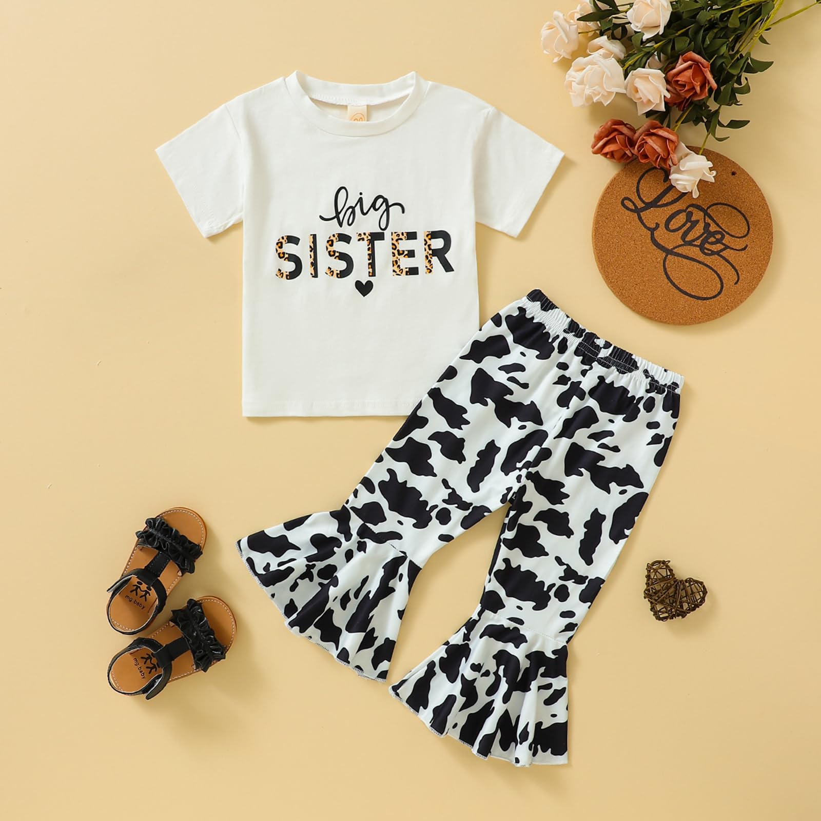 Rommioluya Big Sister Little Sister Outfits, Big Sister Toddler Shirt Newborn Baby Clothes Gifts