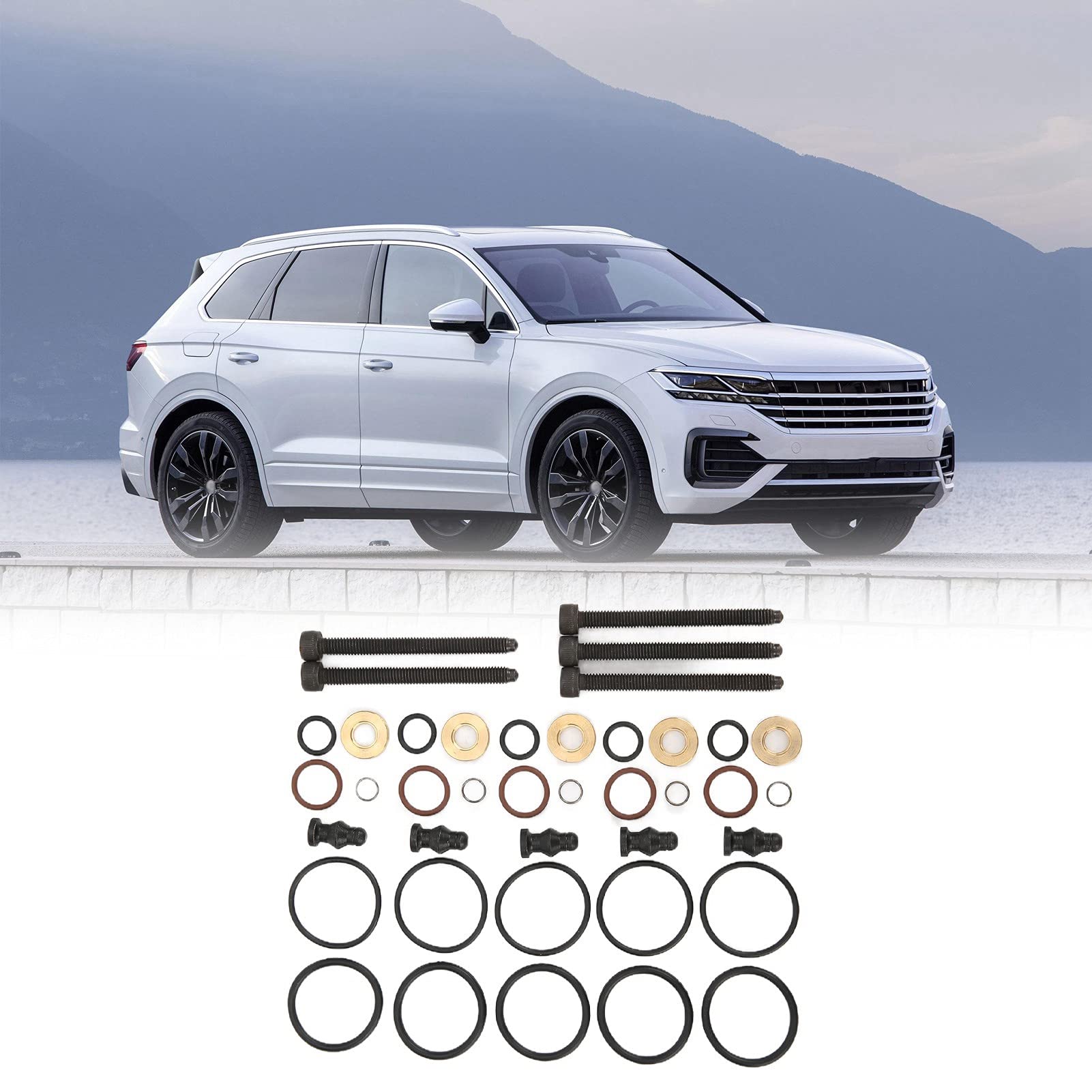Sellos de Inyector de Kit con 5 Tornillos 038198051B Reemplazo para 2.5TDI R5 128kw 2003 2010, Compatible con 038198051C, 1417010997, 070103385A, Juntas de Inyector de Ajuste