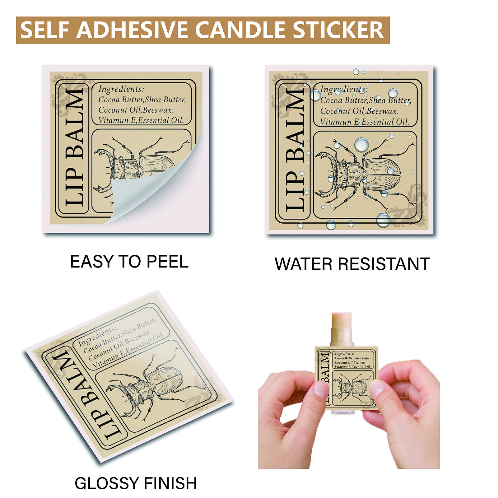 Craspire 80 Uds 8 Tilo Personalizado Bálsamo Labial Diy Etiqueta Adhiva Al Por Mayor Para