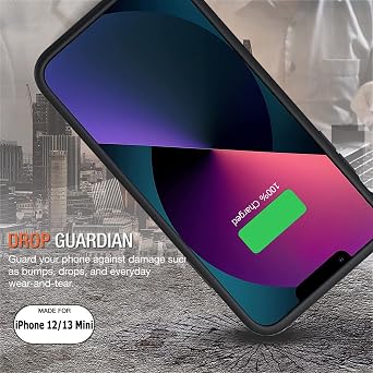 Battery Case for iPhone 12 Mini /13 Mini, Upgraded 6500mAh Rechargeable Portable Charging Case Compatible with iPhone 12 Mini /13 Mini (5.4 inch) Extended Battery Pack Protective Charger Case (Black)
