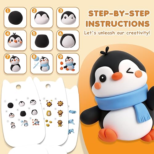 Miniatura 6 de Kits de arcilla seca al aire, varios colores, 12 animales DIY juego de herramientas de moldeo para niños, suave al tacto, seguro y antiadherente con