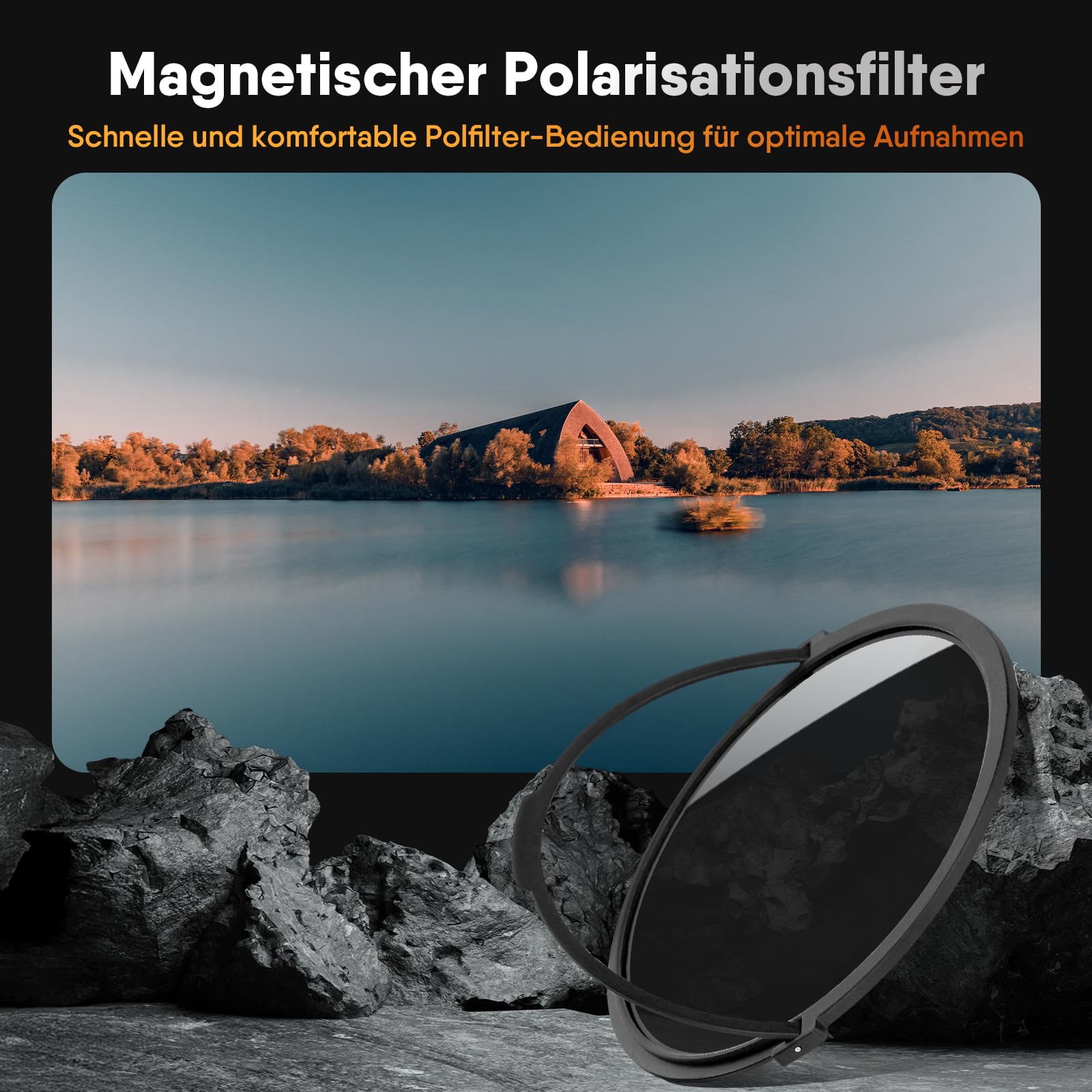 Rollei Filterhalter Master-Set MK 3. Rechteck-Filterhalter inkl. magnetischem CPL Filter, Adapterringen von 52 bis 82mm,Soft GND8-,ND8-,ND64-,ND1000
