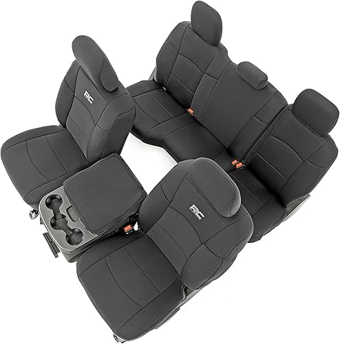 Rough Country Fundas de neopreno para asientos delanteros y traseros 60/40 para Ram 2500-91044 19-22, color negro