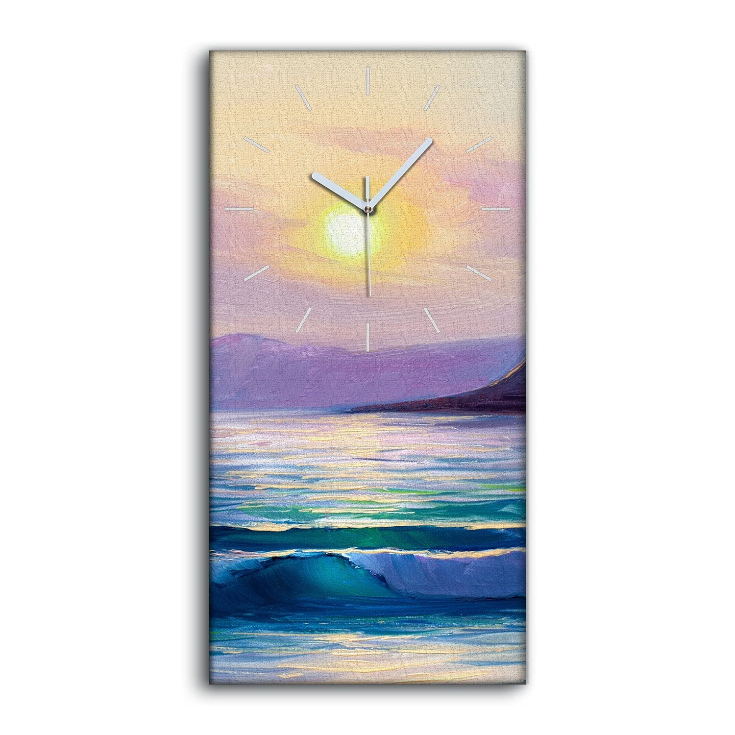 Horloge sur toile matin aux vagues de mer image apaisante
