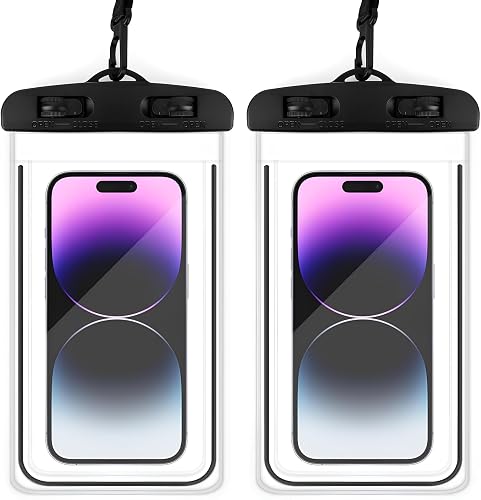 skysia Universal Waterproof Pouch IPX8 Cellphone Dry Bag Case Cover for Mobile Phones up to 7" | Floating Touch-Sensitive Phone Cover for Swimming, Pool & Rain (Multicolored) (Pack of 02)