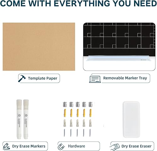 Miniatura 7 de J&J worldwide Pizarra blanca de vidrio, pizarra magnética de cristal blanco de borrado en seco, 4 x 3 pies, sin marco, incluye marcadores, imanes,