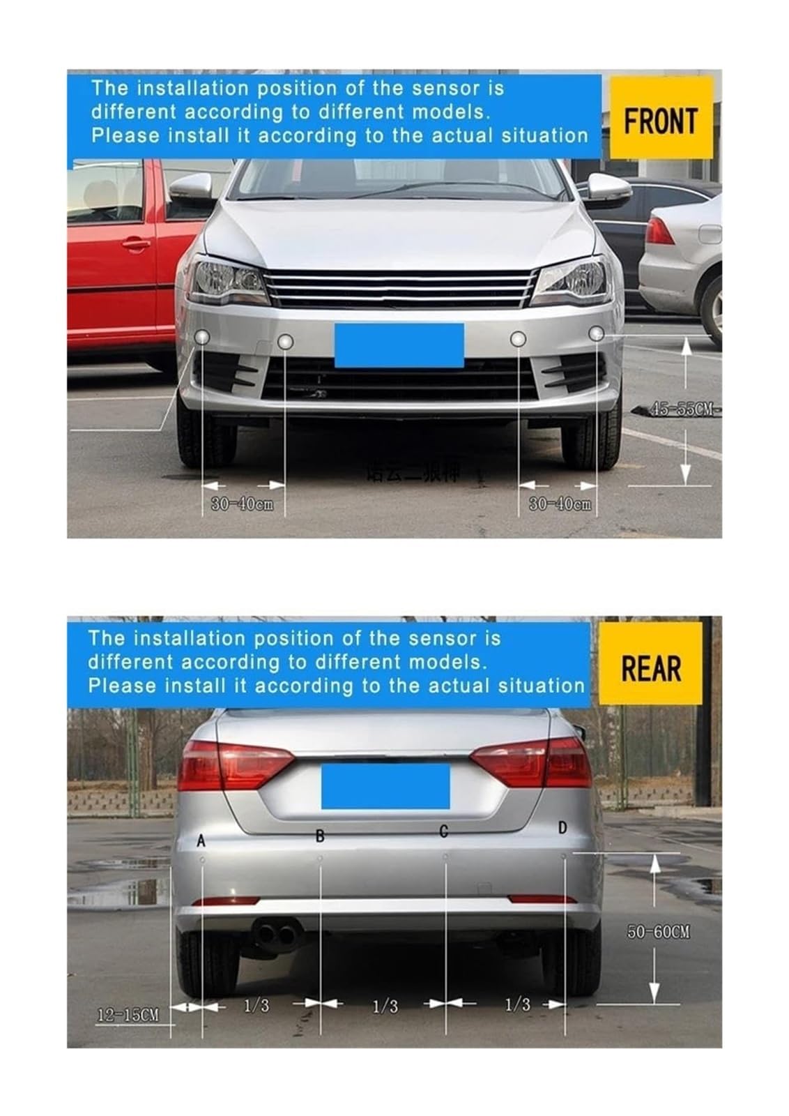 Sensor De Estacionamiento Radar Marcha Atrás Trasero para Coche 4/6/8 Sensores Aparcamiento Parktronic Detector Kit Asistencia(Negro,4)