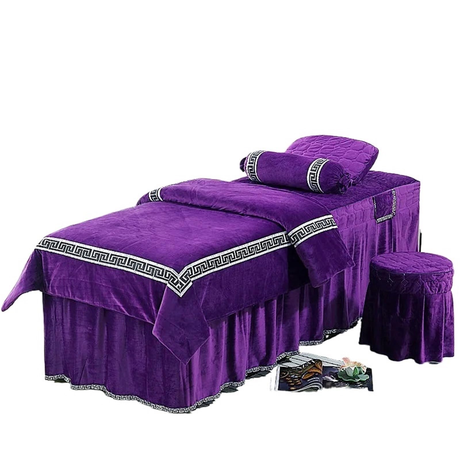 GCYEIDMA Beauty Salon Bed Cover Sets 4pcs Beauty Salon Bedding Set Thick Bed Linens Sheets Bedspread Massage Spa(05,FLAT BED SHEET_70X185CM)