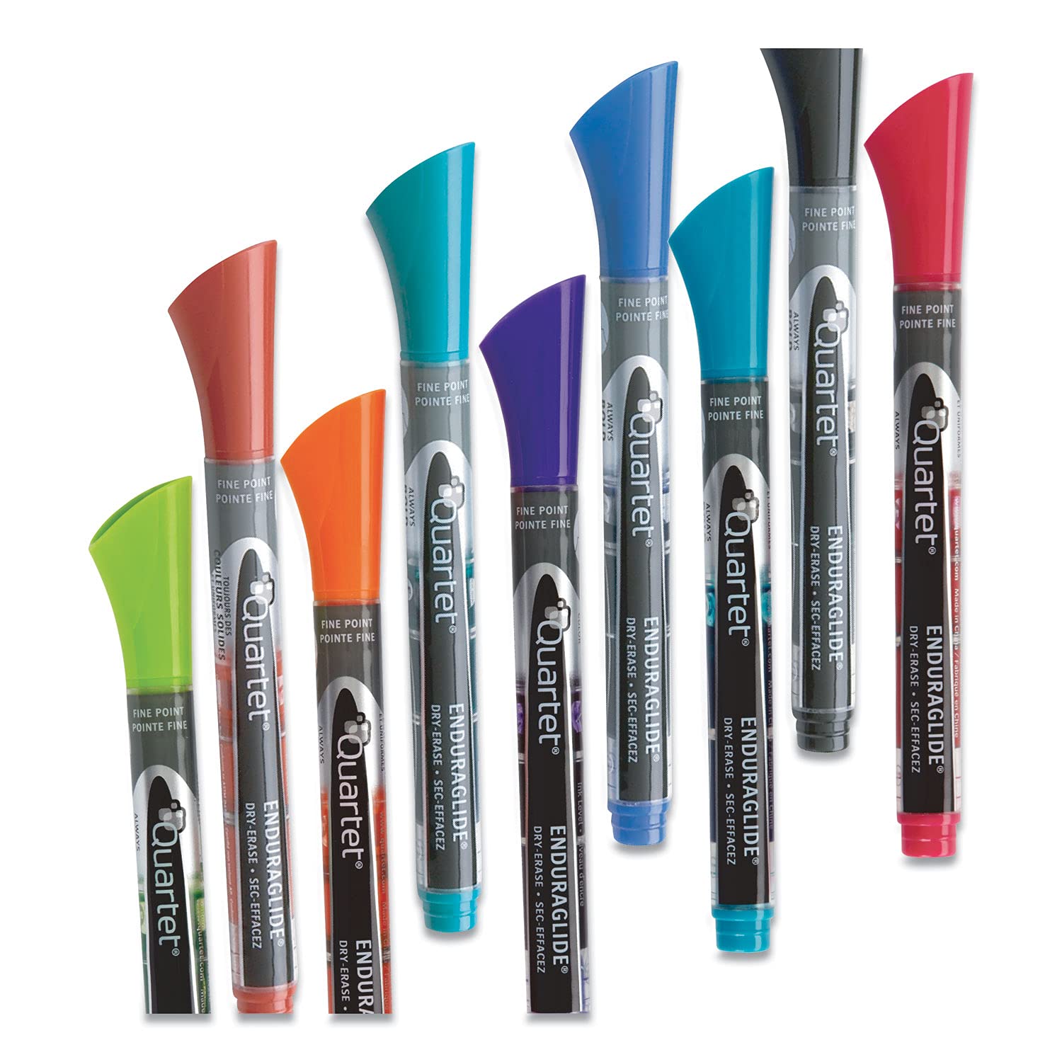 Quartet Dry Erase Markers, EnduraGlide, Fine Tip, Assorted Colors, 12 Pack