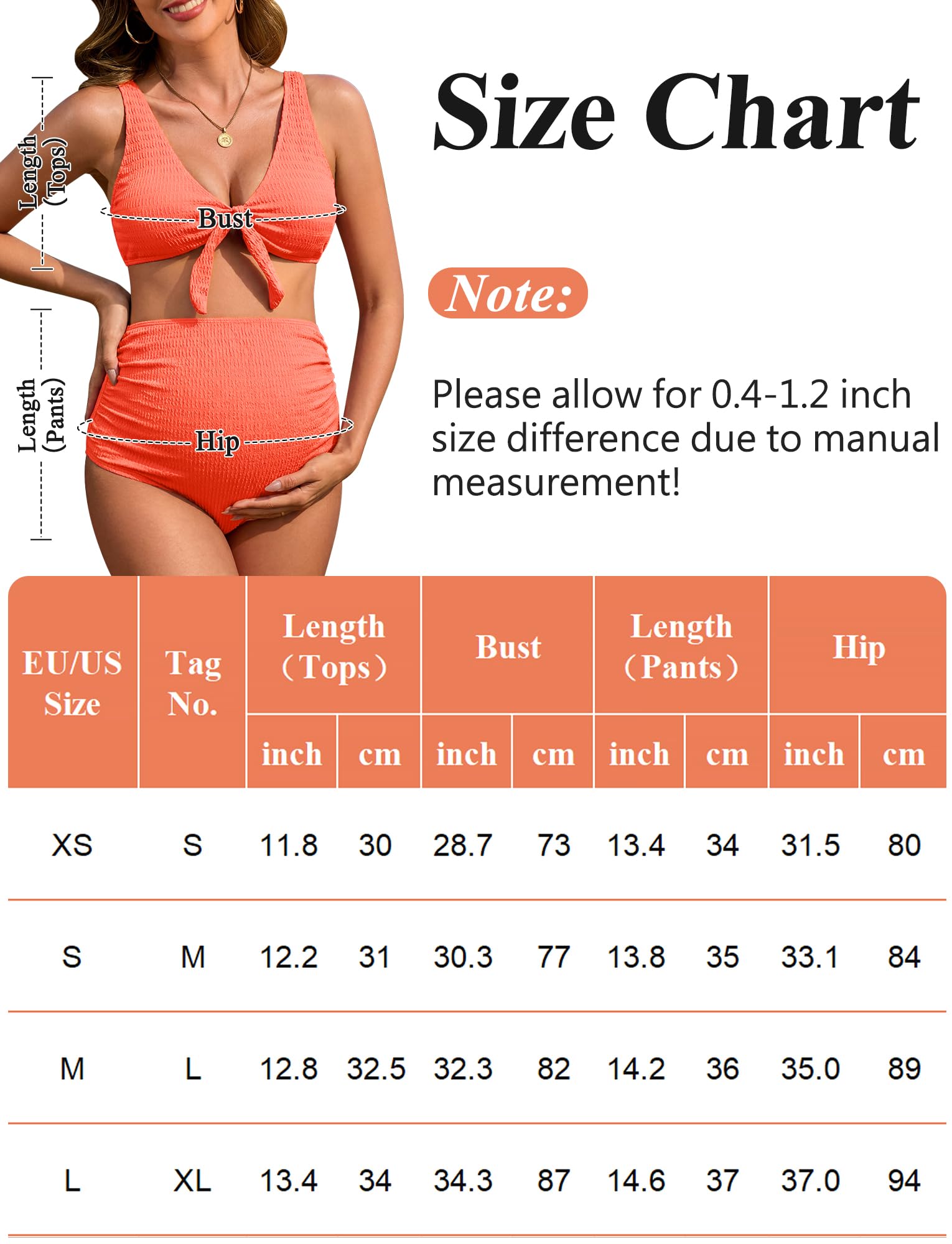 FEOYA Bikinis für Schwangere Hohe Taille V-Ausschnitt Umstand Zweiteiliger Badeanzug Sommer Meer Strand Schwangerschaftsbademode XS-L