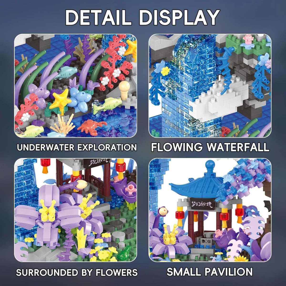 Juego de bloques de construcción de arquitectura china, 2769 piezas, el Palacio de la Luna Pabellón Juego de Bloques de Construcción, Dream Land Peach Flores, Piscina, Casa de Árbol, Bloques de
