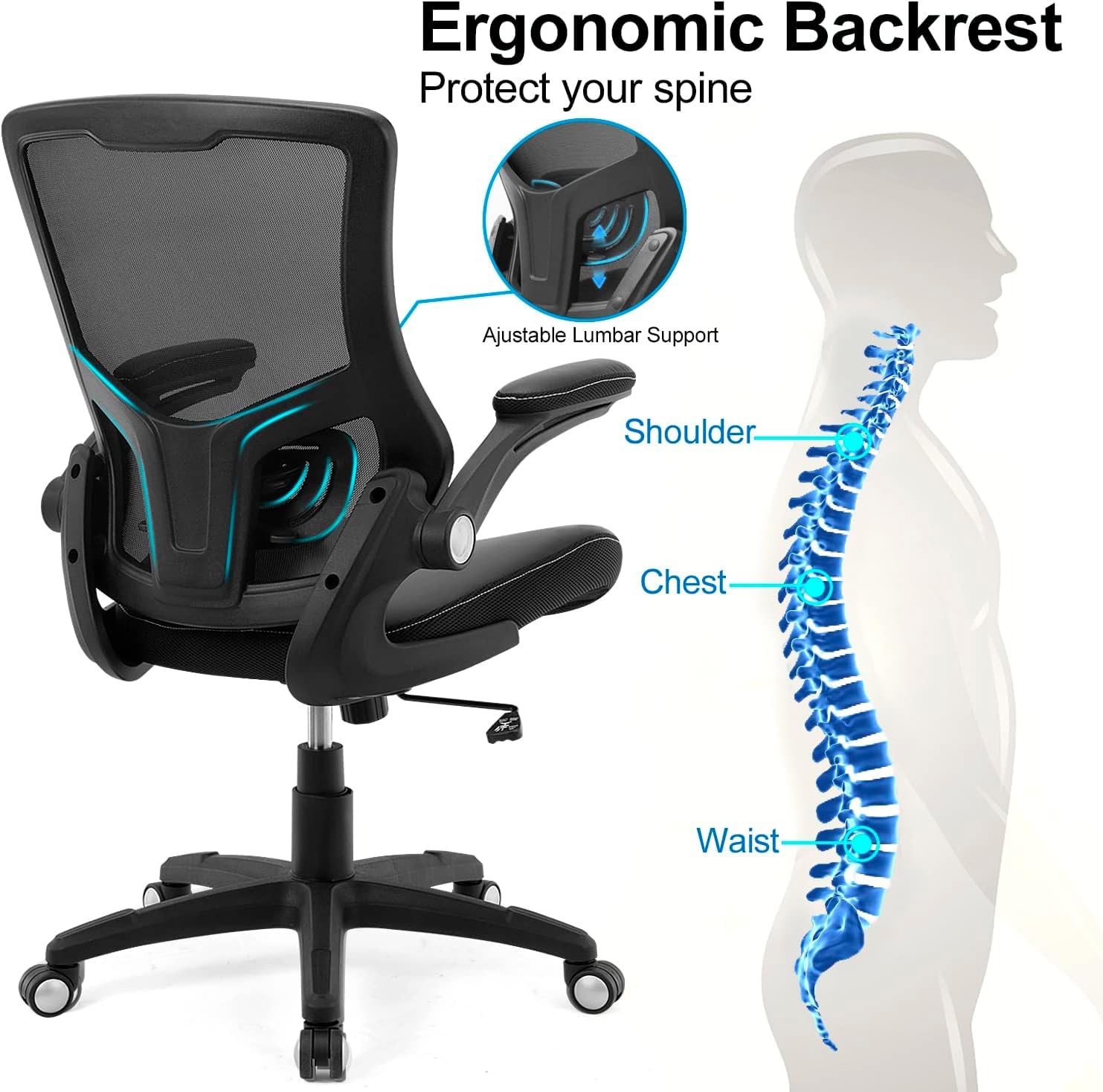 Sedia Ufficio Ergonomica Bigzzia - Poltrona Ufficio Con Supporto Lombare Adattivo Schienale Reclinabile E Altezza Regolabile Sedia Scrivania Con Poggiatesta E Braccioli Regolabili 80946252