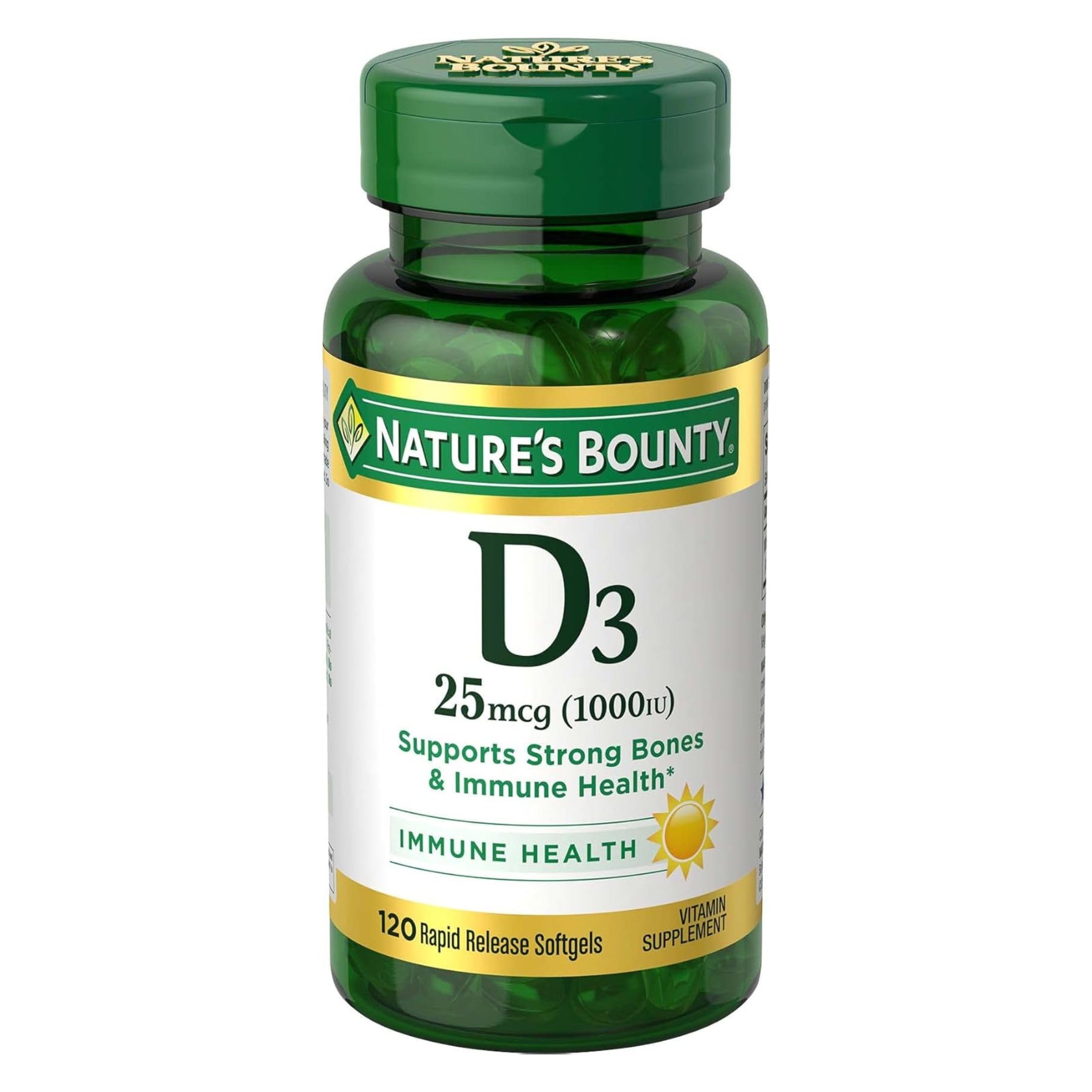 Nature's Bounty Vitamin D3 1000 100 mg Soft Gels, 120 Count