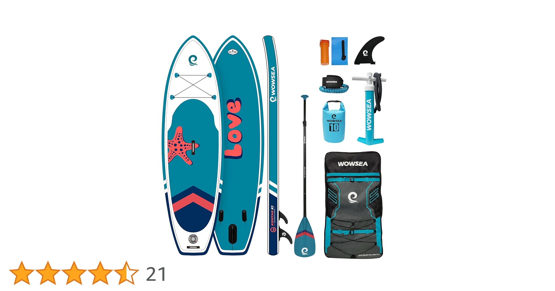 Amazon | WOWSEA K1 空気注入式スタンドアップパドルボード