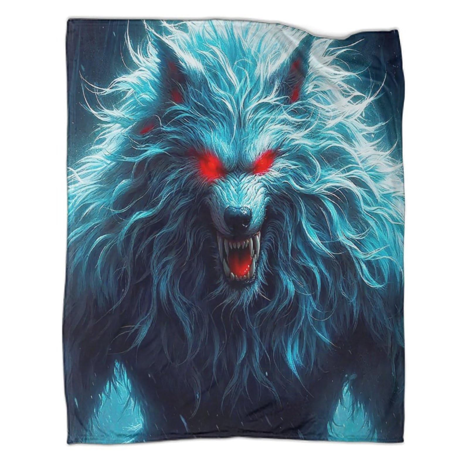 Plaid loup 3D couverture flanelle jetable décoration Halloween et maison