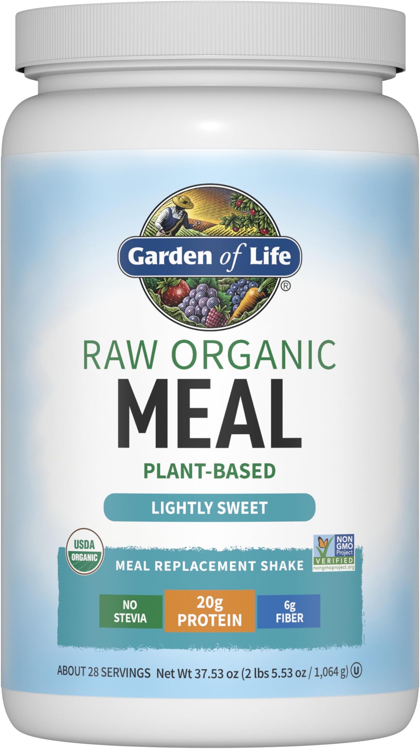 Meal Replacement Shakes, Vegan, Raw, Organic, Lightly Sweet Protein Powder with Plant Based Pea Protein, Sprouts, Greens, Probiotics, 28 Servings