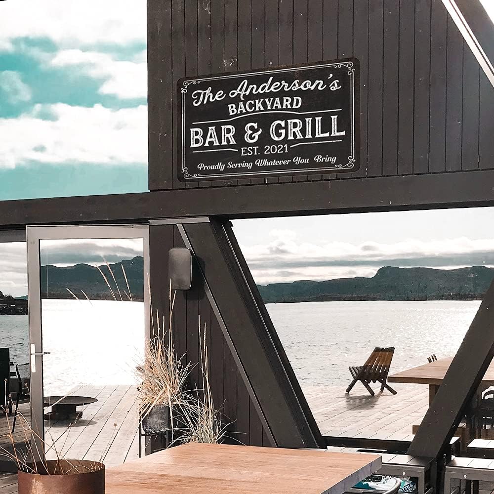 Personalized Backyard Bar and Grill Sign Custom Patio Sign Decor Pub Tavern BBQ Beer Bar Wall Decor Gift 8x12 108120072001
