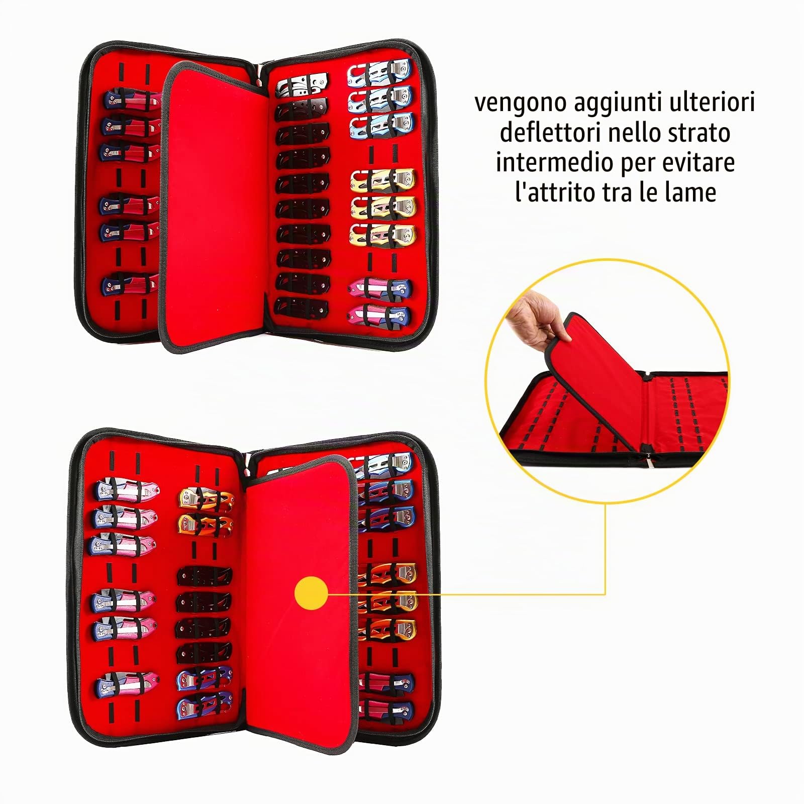 Porta Coltelli Pieghevole con 40 Scomparti - Custodia impermeabile per Coltelli Tascabili, Pieghevoli e Multiuso - Ideale per collezionisti e appassionati di outdoor