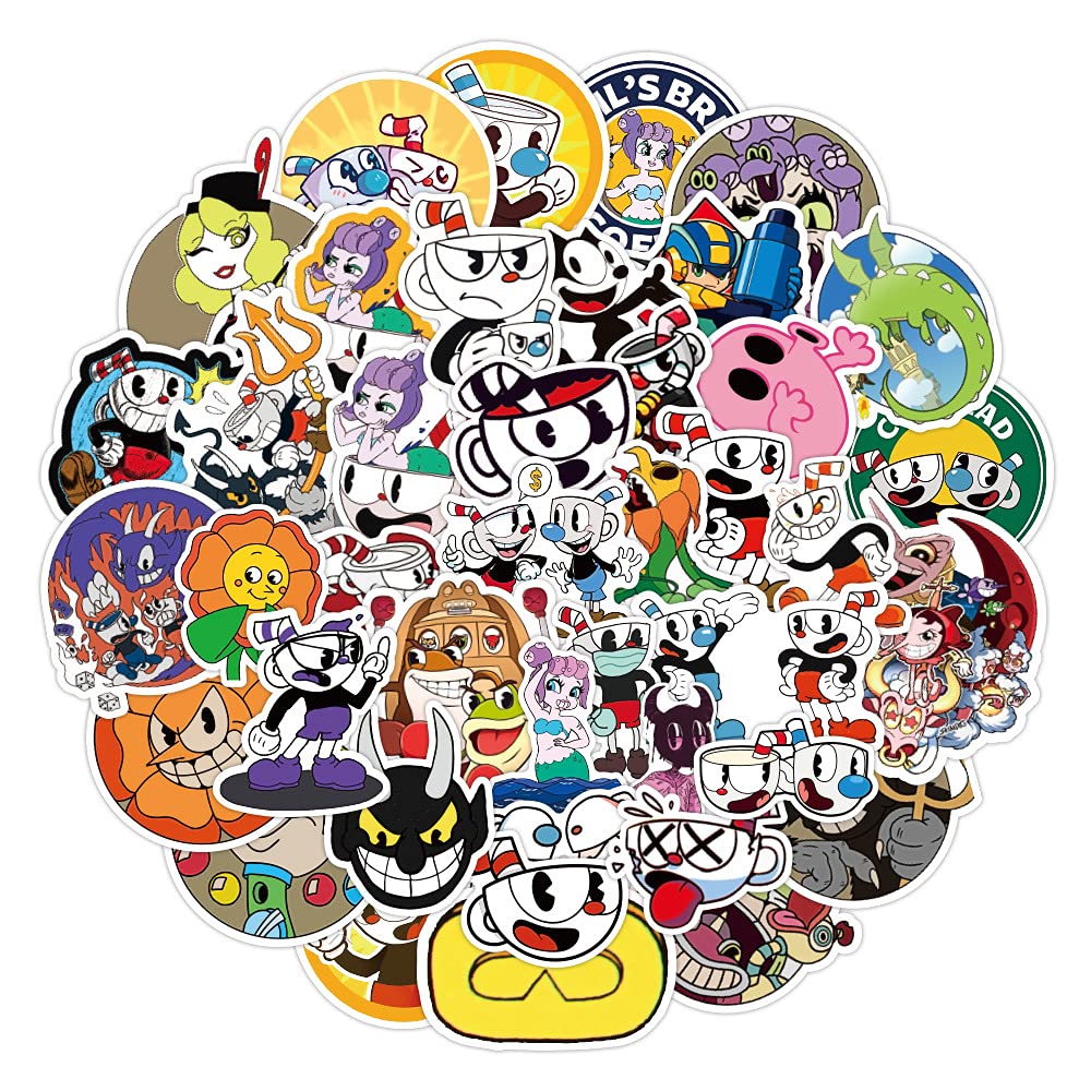 Amazon | カップヘッド ステッカー 50枚セット PVC 防水 シール