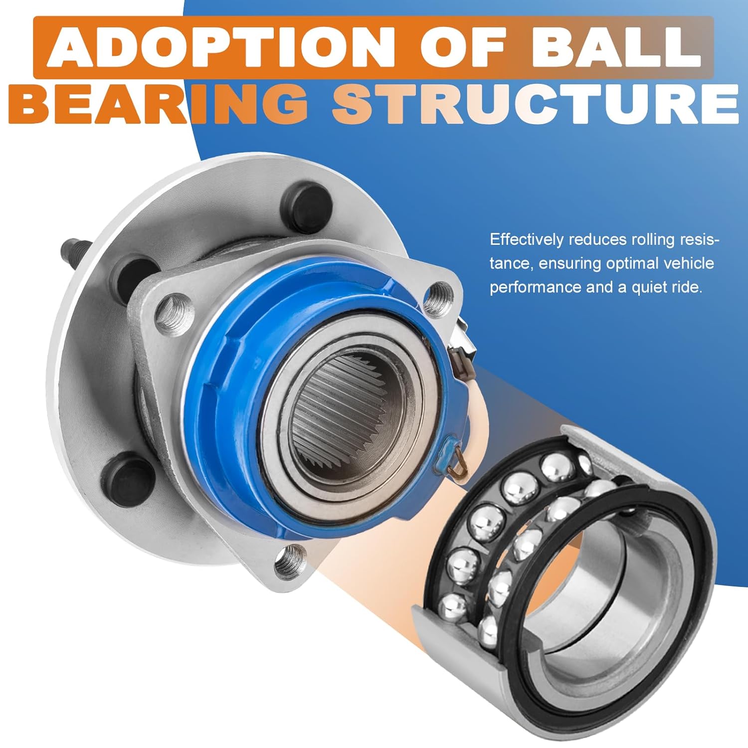 513121 Pair Front Wheel Hub Bearing Assembly Compatible for 00-13 Chevy Impala Compatible for 97-05 Venture Compatible for 97-05 Buick Century Compatible for 06-09 Cadillac DTS 5 Lug W/ABS