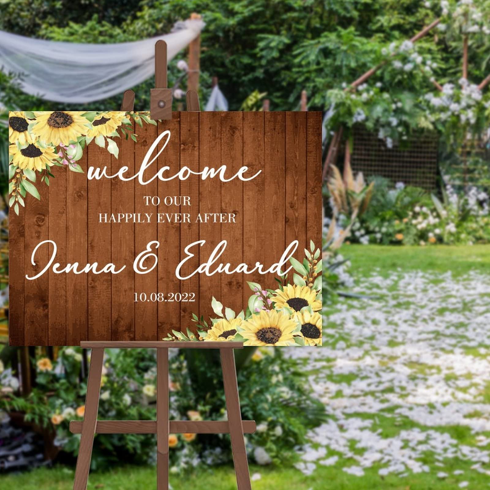Plaque de bienvenue mariage en bois pour celebrer votre plus belle histoire d'amour