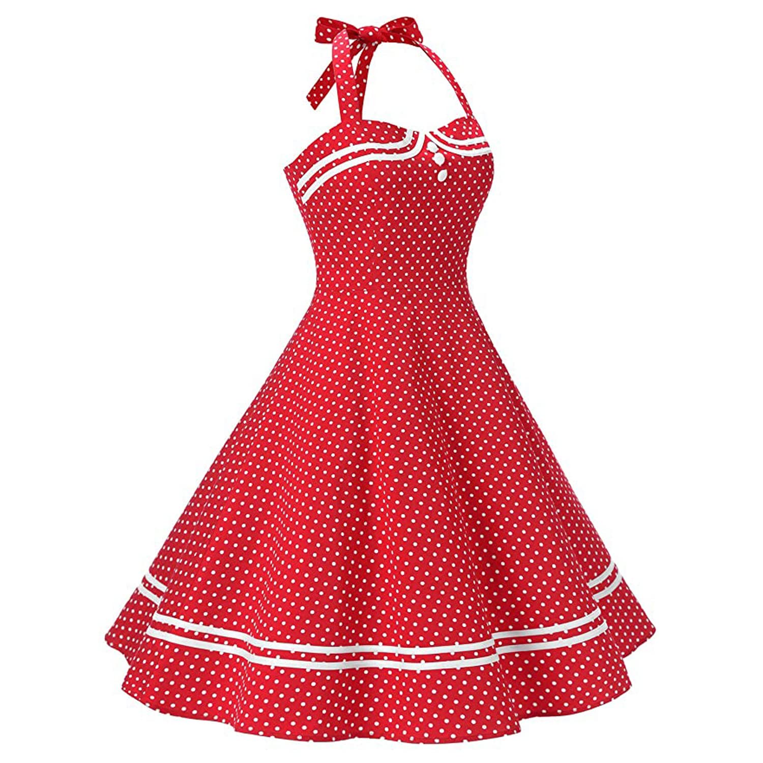 Audrey Hepburn - Abito Vintage Anni '50, con Bottoni Floreali, da Donna