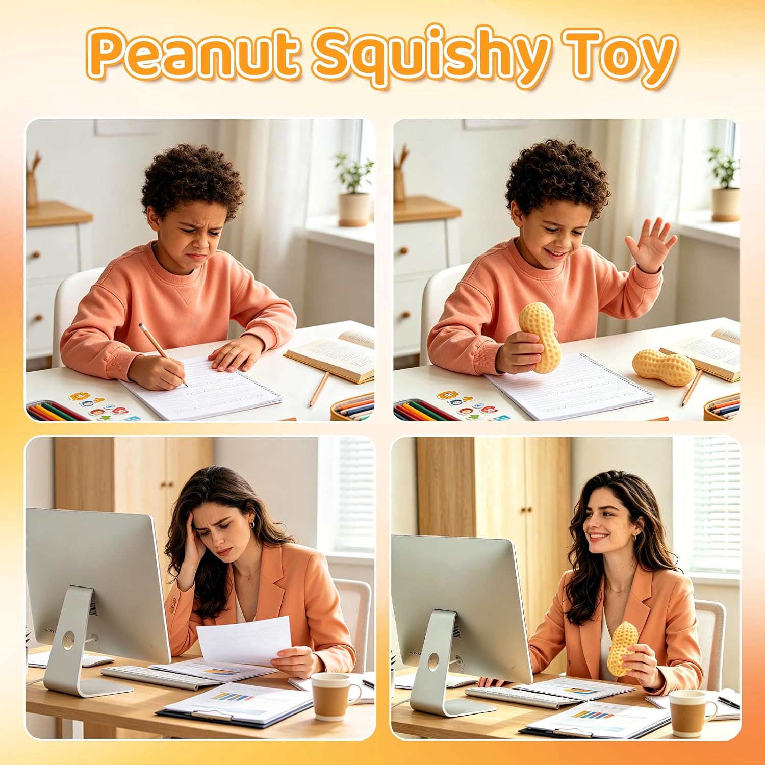2PCS Peanut Squishy,Realistic Peanut Squishy Toy for Stress Relief image 4