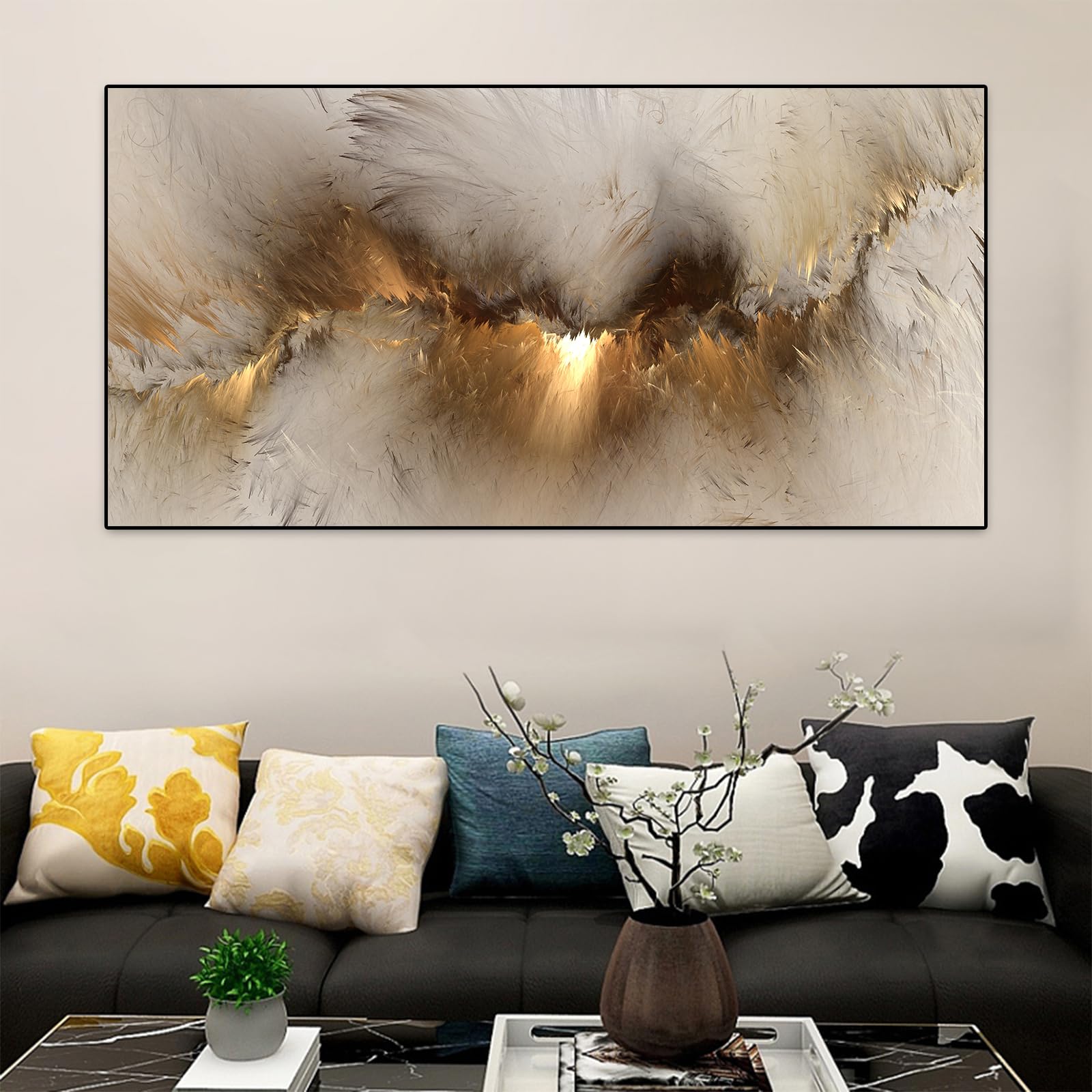 Cuadros abstractos Arte Abstracto Moderno Aurora Colorido Cuadro sobre Lienzo Cuadros Abstractos Mural Salón Decoración Sin Marco (style-2,30 x 60 cm)