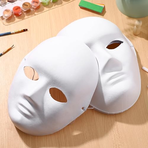 Miniatura 7 de Máscara de cara completa para Halloween, pintura en blanco, máscara de cosplay para mascarada, recuerdos de fiesta de Halloween (6 piezas masculinas