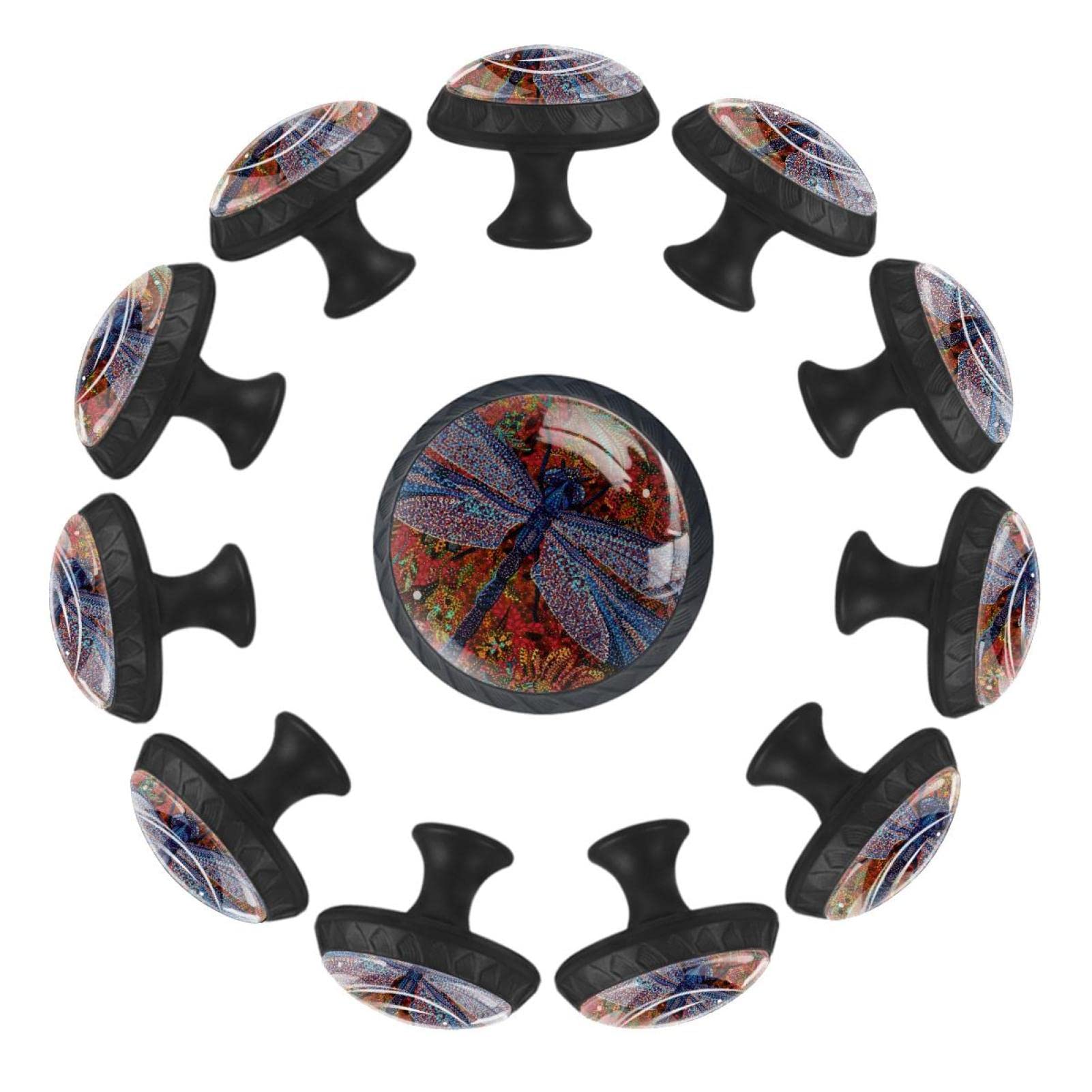 Boutons de commode haut de gamme au motif art abstrait libellule