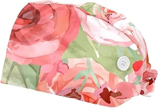 FVQL Juego de 2 gorros bouffant para enfermera, con patrón de rosas sin costuras, COLOR 8276, Talla única