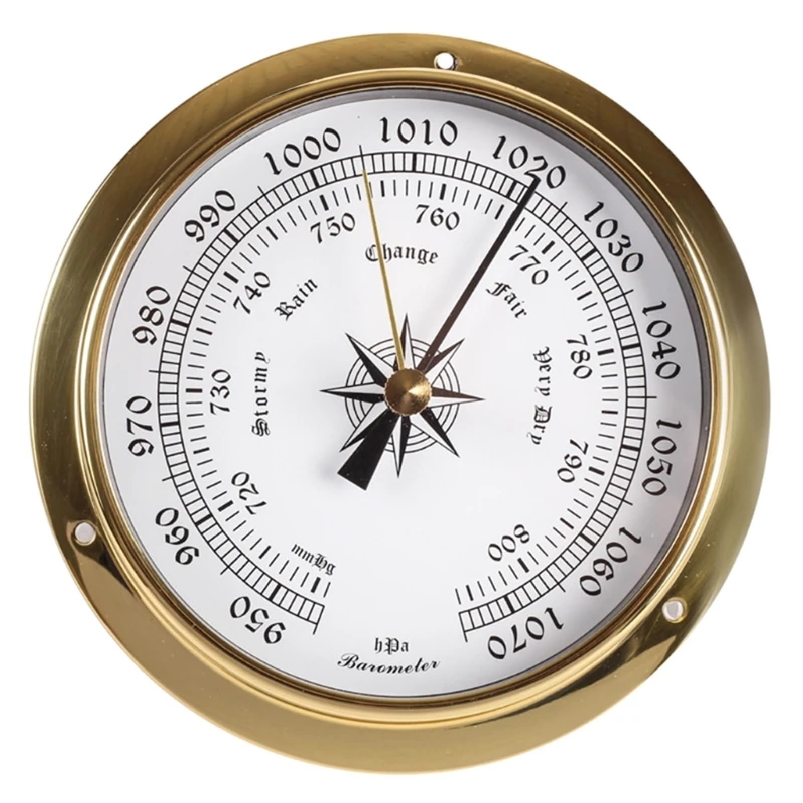 Yzdkr Depotic 115Mm Wall Mounted Barometer Thermometer Hygrometer Watch Tidal Clock Weather Station Copper For Indoor Outdoor For Indoor And Outdoor(Depotic)