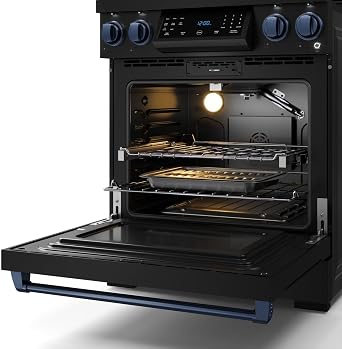 Gordon Ramsay by THOR Kitchen 30 Inch Professional Gas Range with Tilt Panel Touch Control in Black/Navy Blue