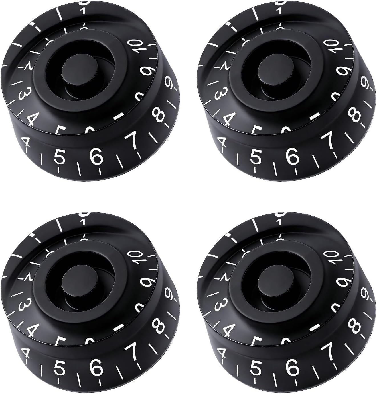 WANDIC 6mm Electric Guitar Contral Knobs, Set of 4 Acrylic Speed Knobs for Gibson Les Paul Replacement Electric Guitar Parts, Black